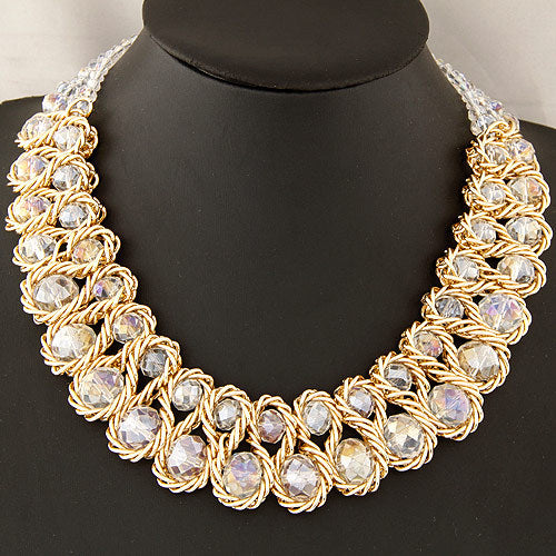0102 European And American Luxury Metal Exaggerated Large Crystal Gem Pendant Necklace Clavicle Chain Sweater Chain Jewelry