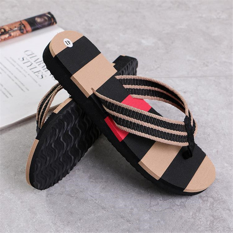 Fashion Men Summer Stripe Flip Flops Shoes Sandals