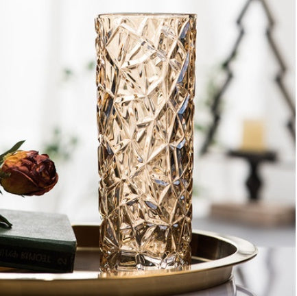 Classical European Golden Crystal Glass Vase Creative Glass Flower
