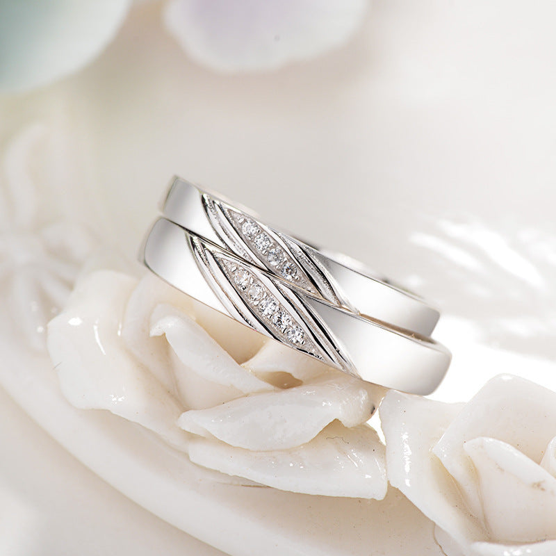 Korean Version Of Simple  Couple Ring S925 Sterling Silver Ring Men And Women Couple Ring Valentines Day Birthday Gift
