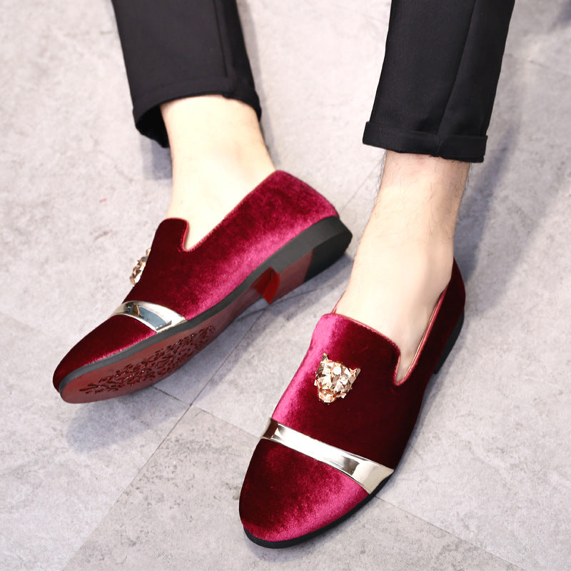Metal Men's Leather Shoes, Trendy Shoes, Extra Large Size, Foreign Trade, England, Single Shoes, Suede, Youth Trend, Lazy Shoes