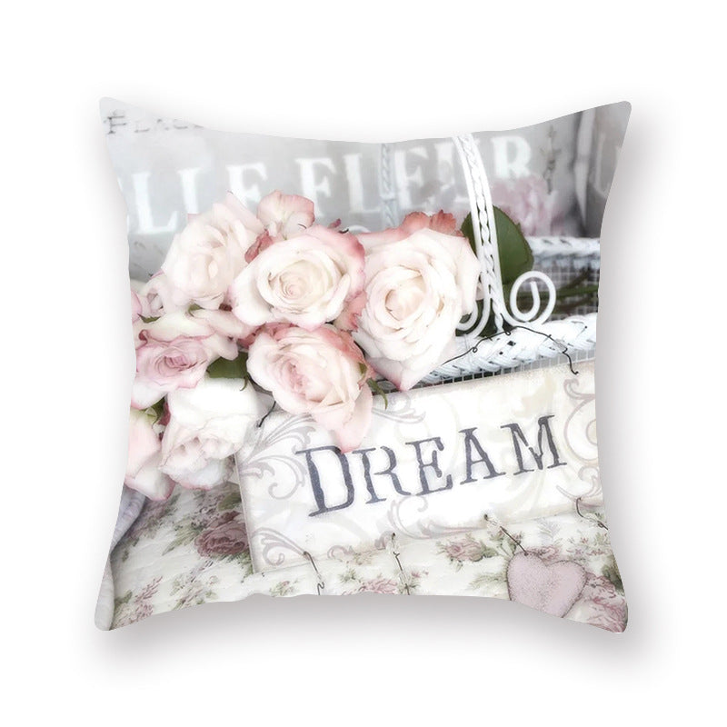 Watercolor Flower Pillow Digital Printing Car Office Pillow Cushion Wish Home