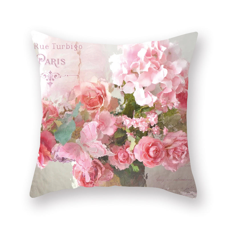 Watercolor Flower Pillow Digital Printing Car Office Pillow Cushion Wish Home