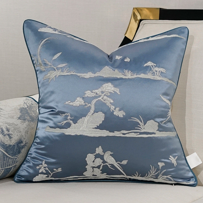 Chinese Style Light Luxury Home Sofa Cushion Pillow Simple Landscape Theme