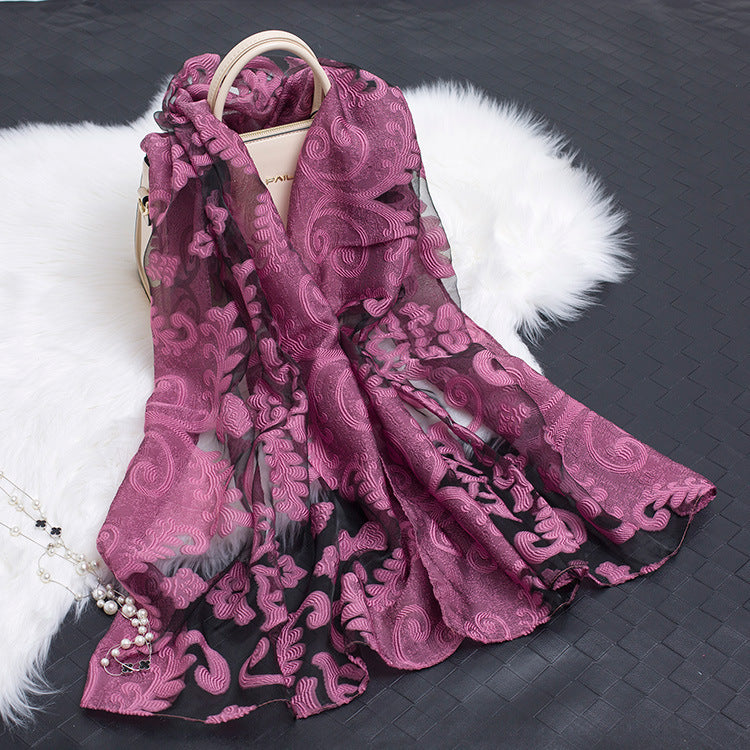 Cut Flowers Hollow Silk Scarf Simulation Silk Scarf
