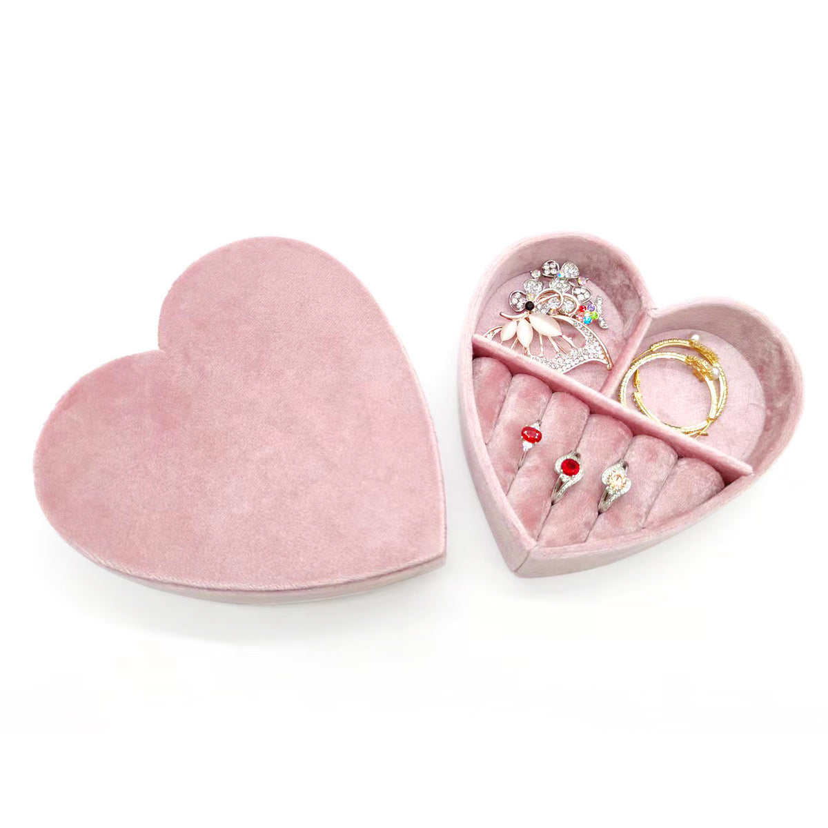 Velvet Heart-Shaped Jewellery Box
