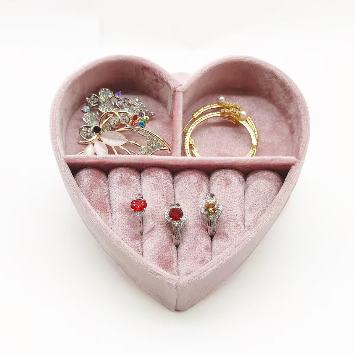 Velvet Heart-Shaped Jewellery Box
