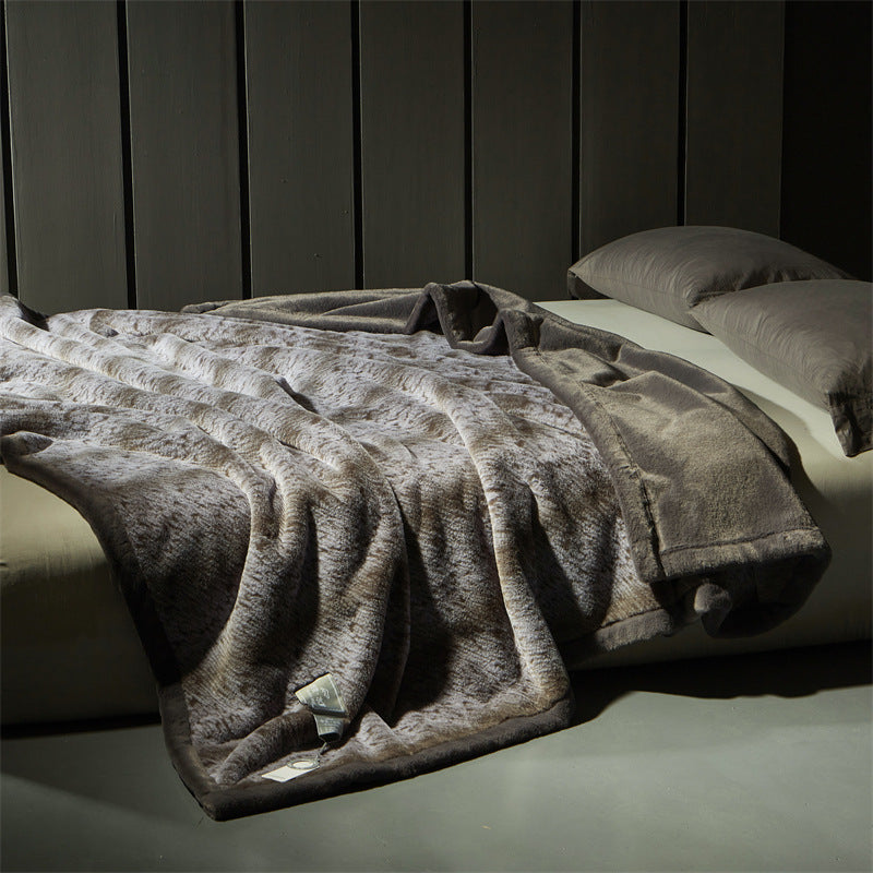 Artificial Mink Hair Fur Blanket High-End Double-Layer Thickened Warm