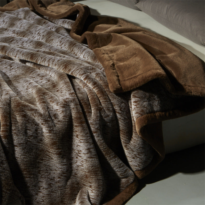 Artificial Mink Hair Fur Blanket High-End Double-Layer Thickened Warm