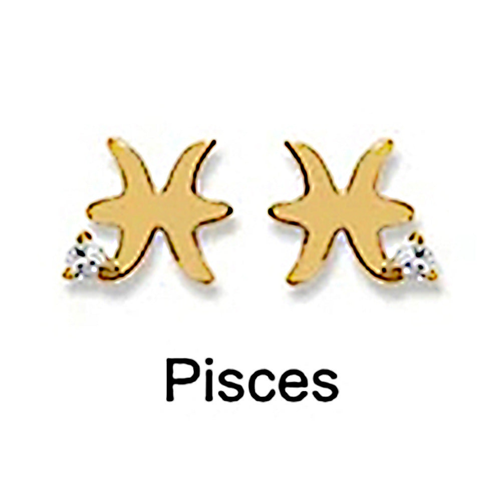 Fashion Ins Style Mini Glossy Twelve Constellation S925 Sterling Silver Personalized Diamond Constellation Stud Earrings