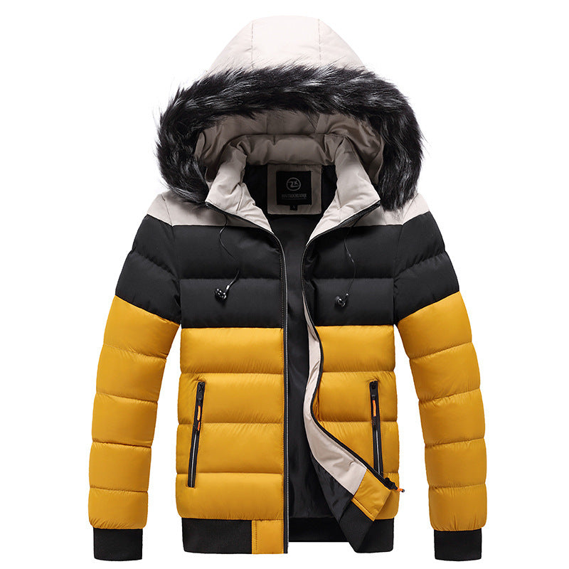 Hooded Jacket Men's Thick Warm Cotton Jacket ，