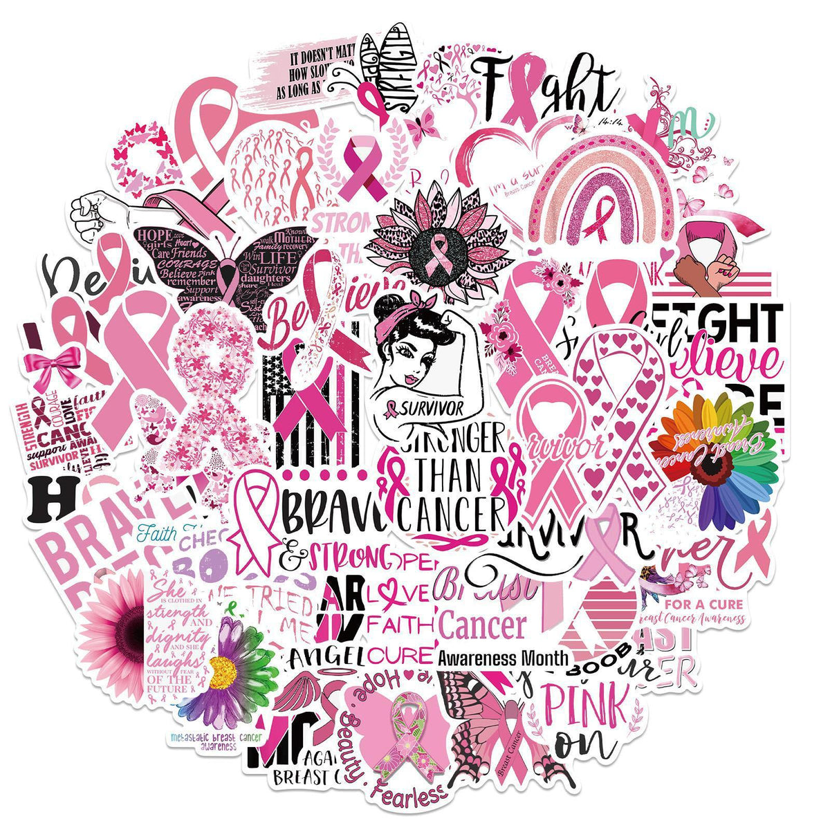 103050pcs Breast Cancer Awareness Stickers  Ribbon