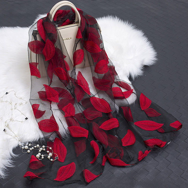Cut Flowers Hollow Silk Scarf Simulation Silk Scarf
