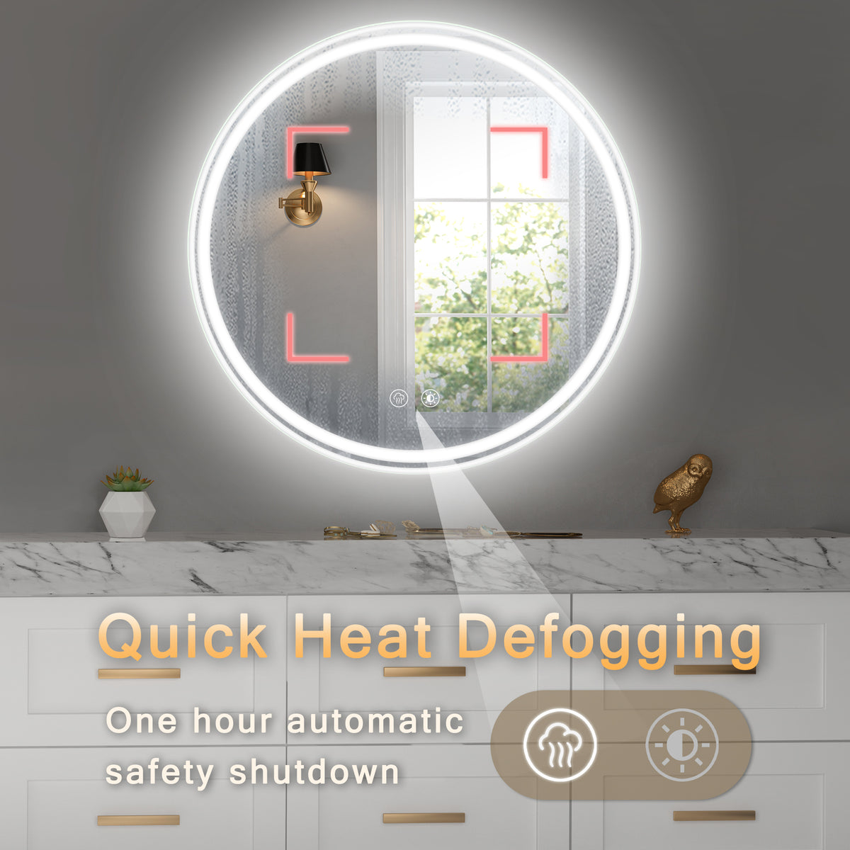 28 Inch Round LED Bathroom Mirror -Wall Mounted