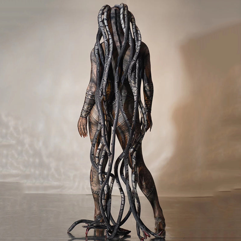 Medusa  Fake Transparent Meat Snake One-Piece Costume