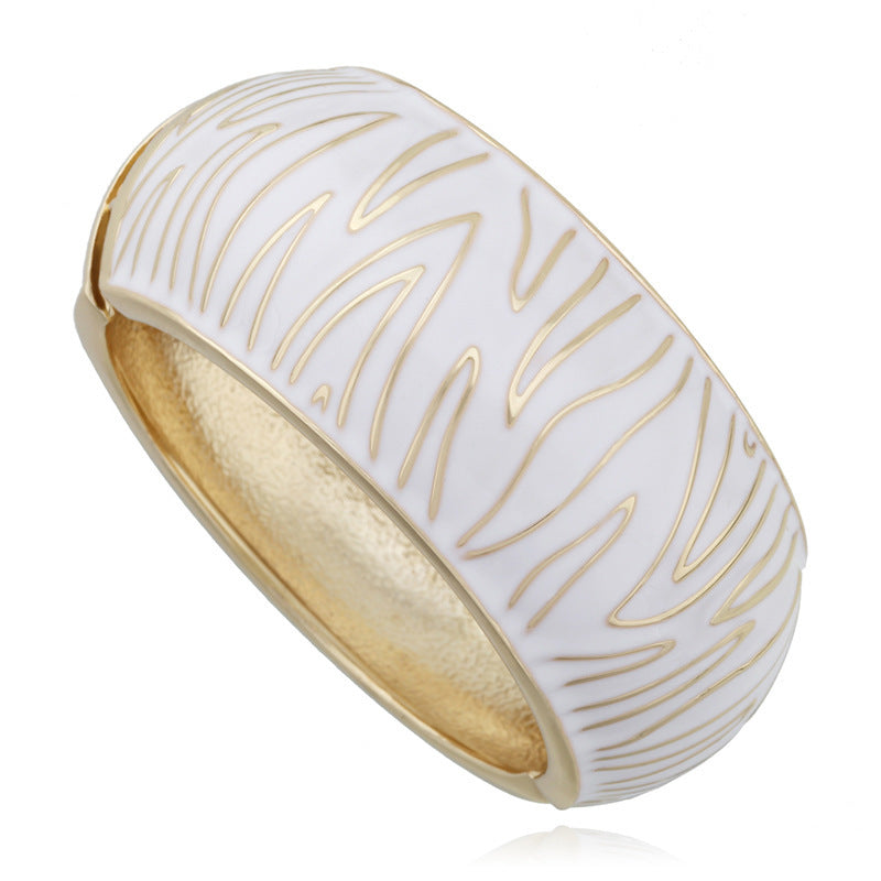 Zebra Pattern Alloy Drip Oil Fashion Bracelet