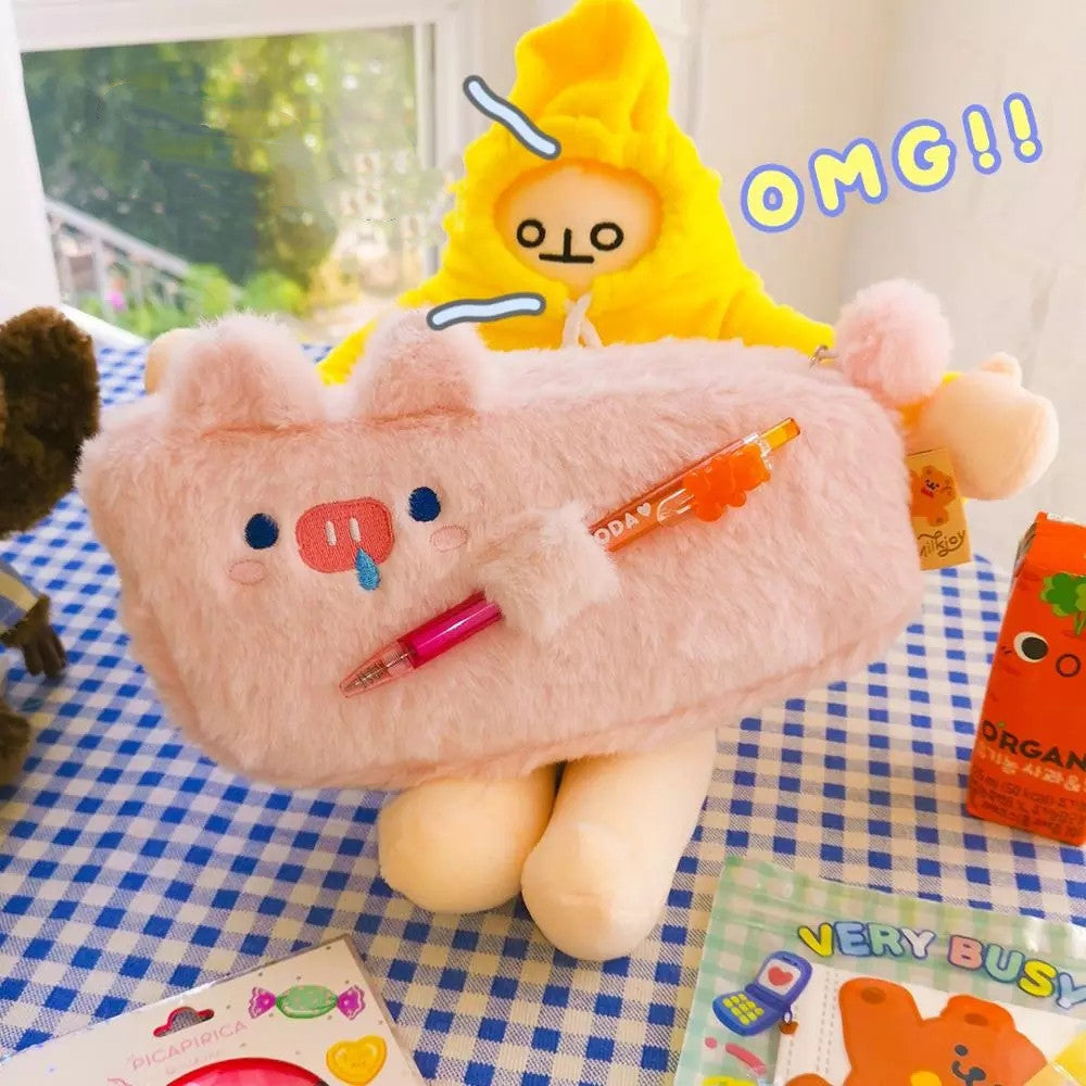 Animal Model Girl Student Stationery Storage Bag With Pen Holder