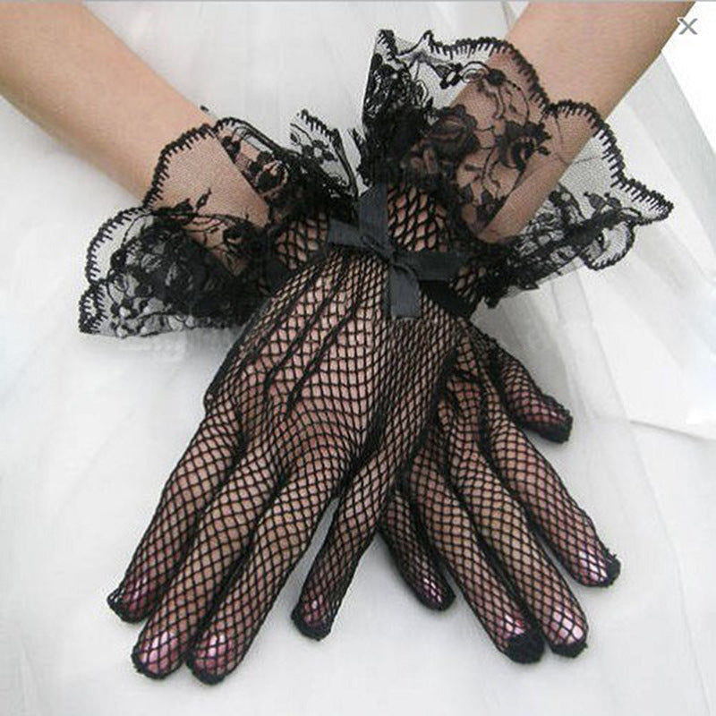 1 Pair Knitted Stretch Mesh Gloves