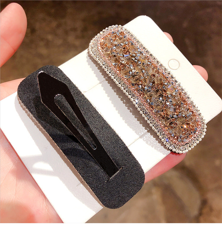 Girly Temperament Side Clip Net Red Rhinestone Broken Diamond Back Head