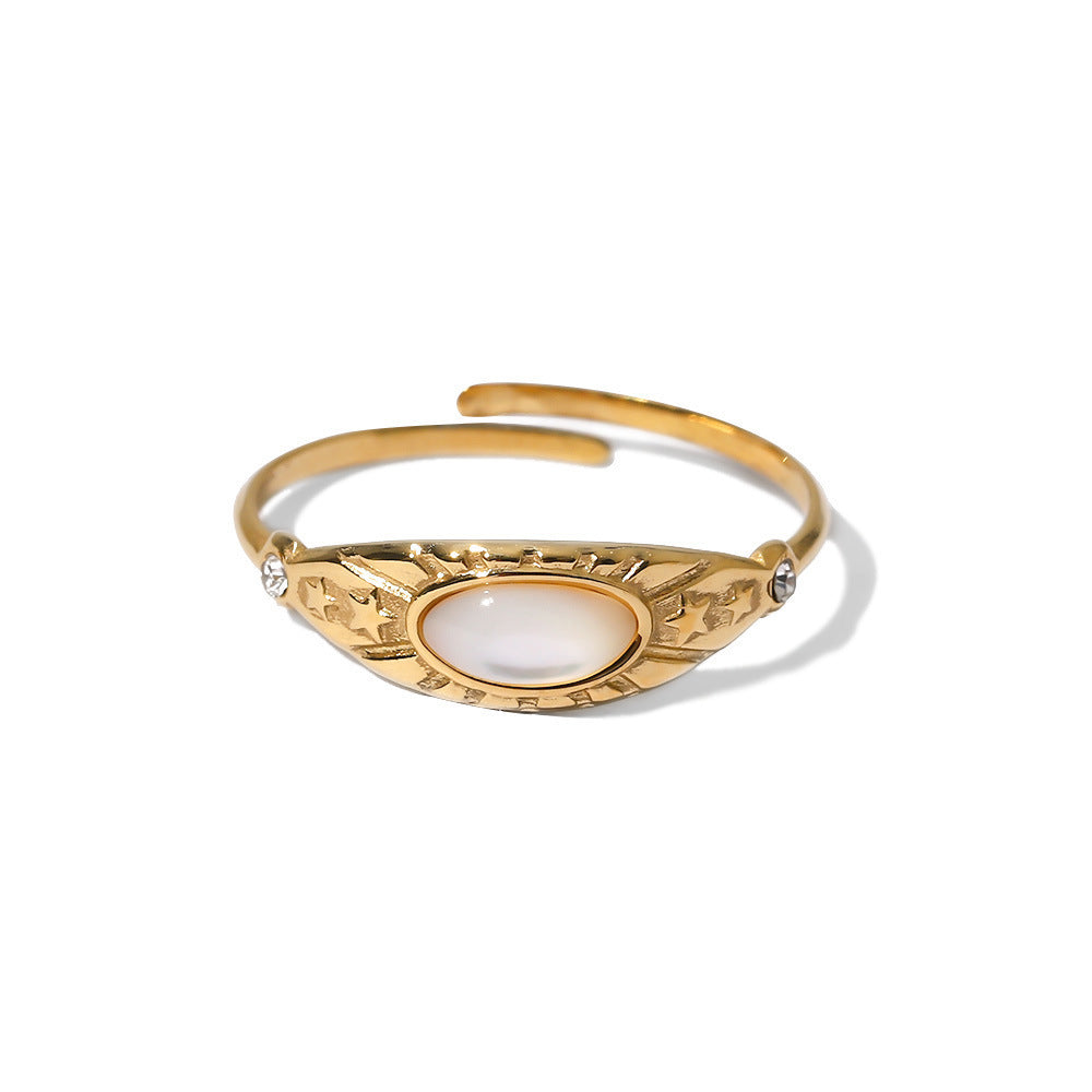 14K Gold Stainless Steel XINGX Retro Stainless Steel Diamond Ring