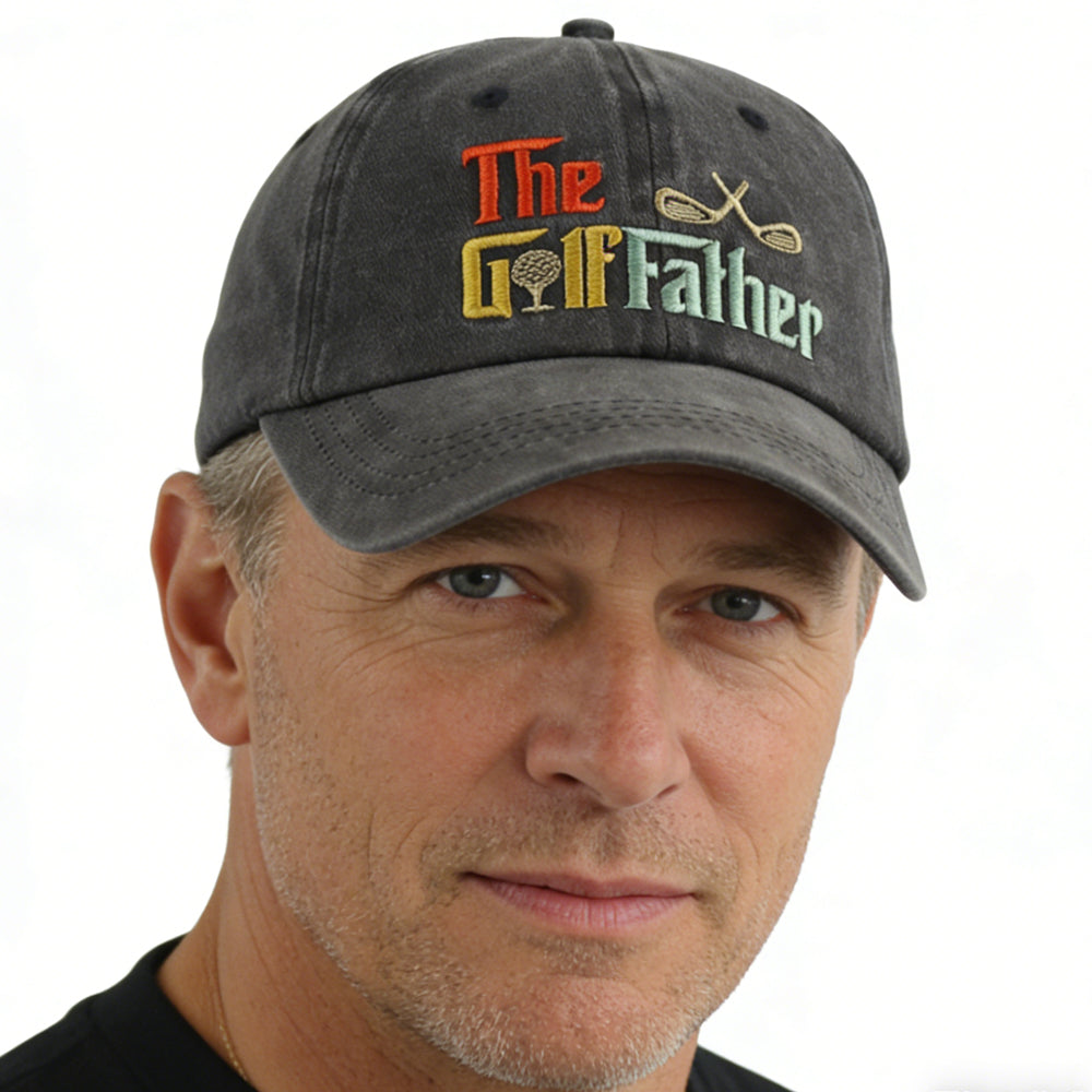 Golf Father Hat For Men, Adjustable Embroidered Wash Cotton Baseball Cap