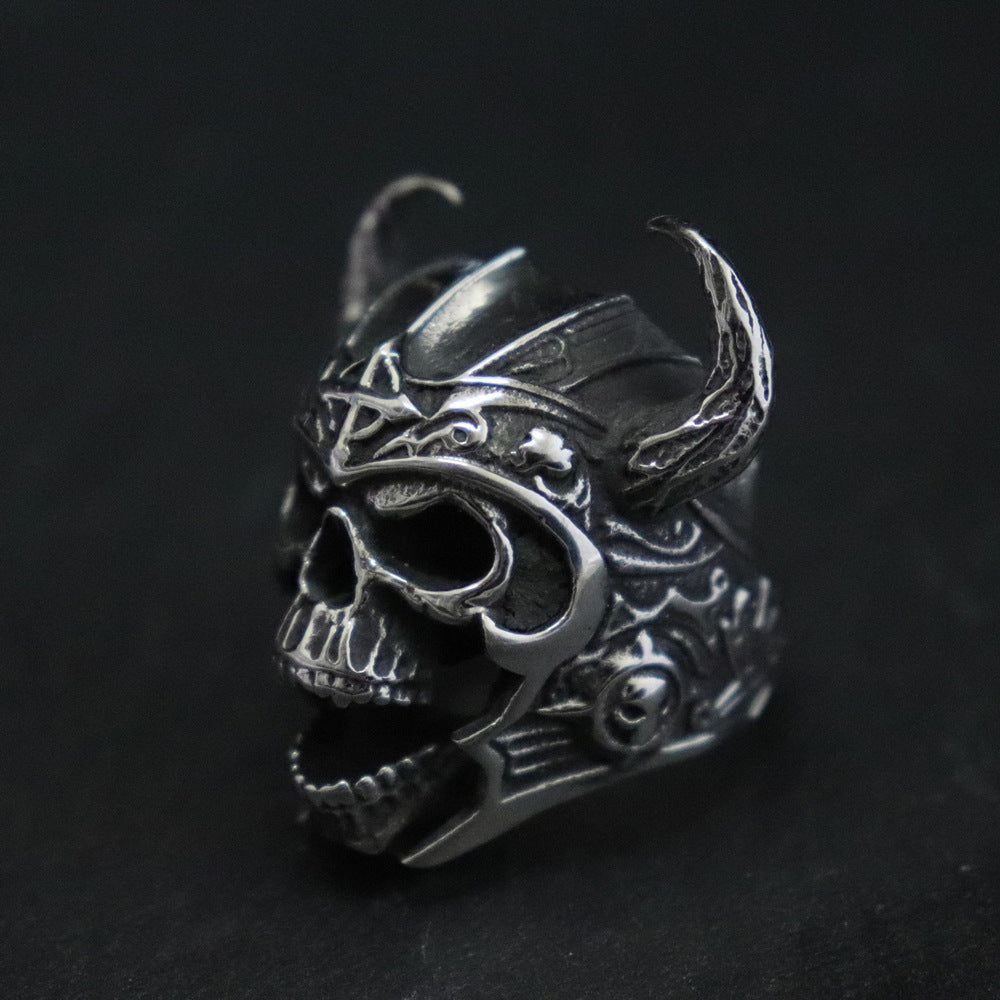 Horn Bull Head Skull Ring