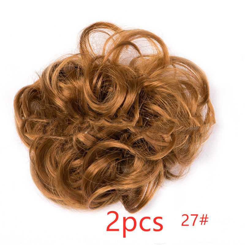 Europe, Japan, and South Korea Popular Hair Bun Fluffy Natural Drawstring Curly Hair Ball Head Hair Ring Hair set Female Hair Accessories Chemical Fiber Hair