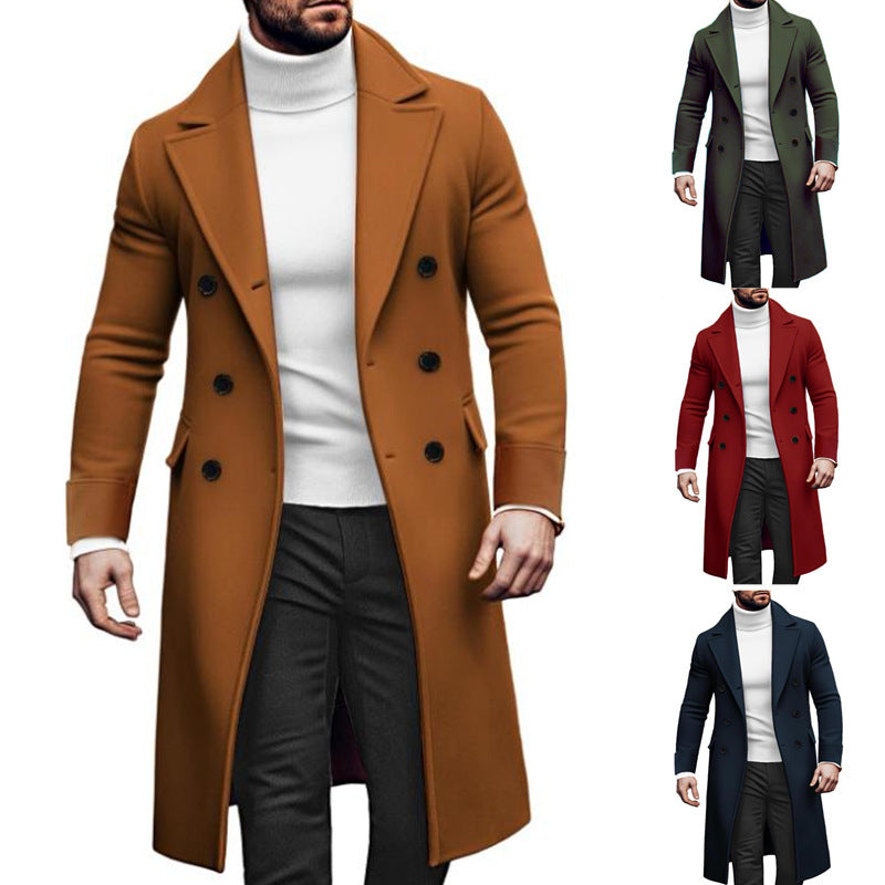 Woolen Large Overcoat Male Double-Breasted Coat