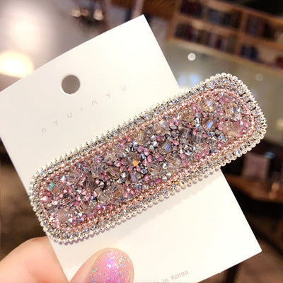 Girly Temperament Side Clip Net Red Rhinestone Broken Diamond Back Head