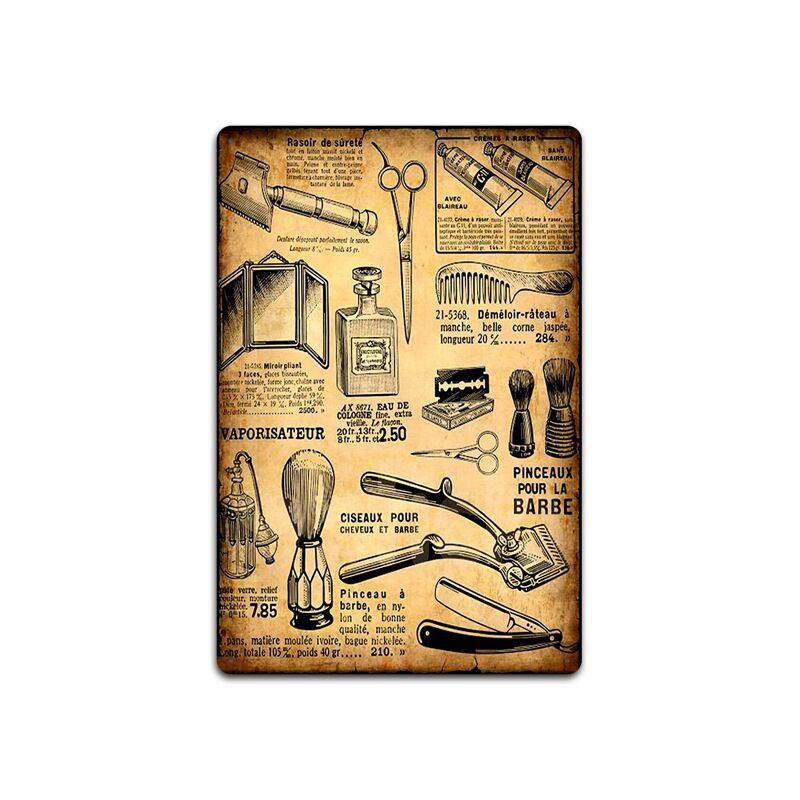 20*30 Retro Nostalgia Barber Shop Retro Metal Frameless Painting Poster