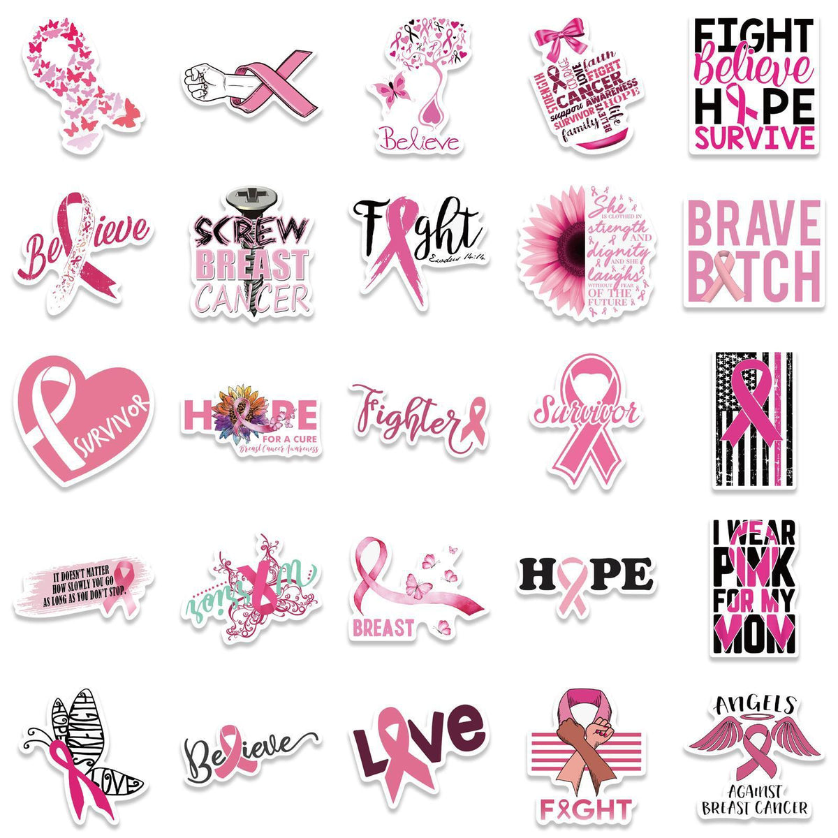 103050pcs Breast Cancer Awareness Stickers  Ribbon
