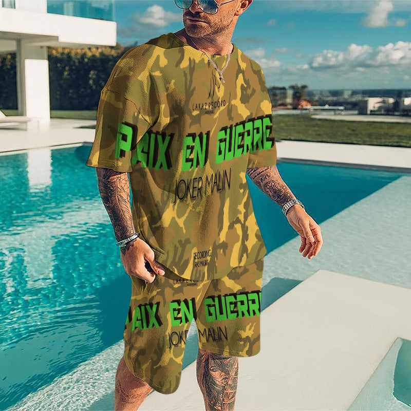 3D Digital Printing Men's T-Shirt Sports Suit
