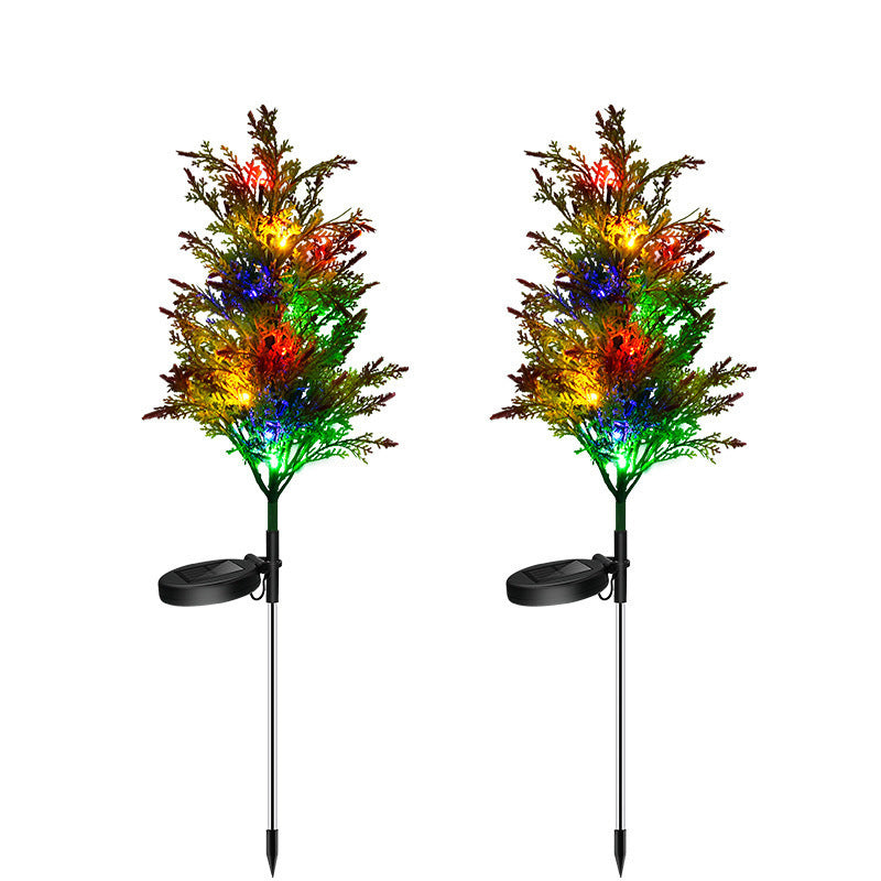 Solar-Powered Christmas Lights Pine And Cypress  Trees