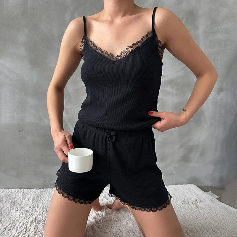 Simple Backless Striped High Waist Shorts Suit Women
