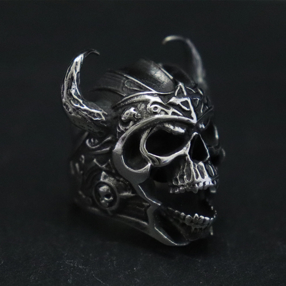 Horn Bull Head Skull Ring