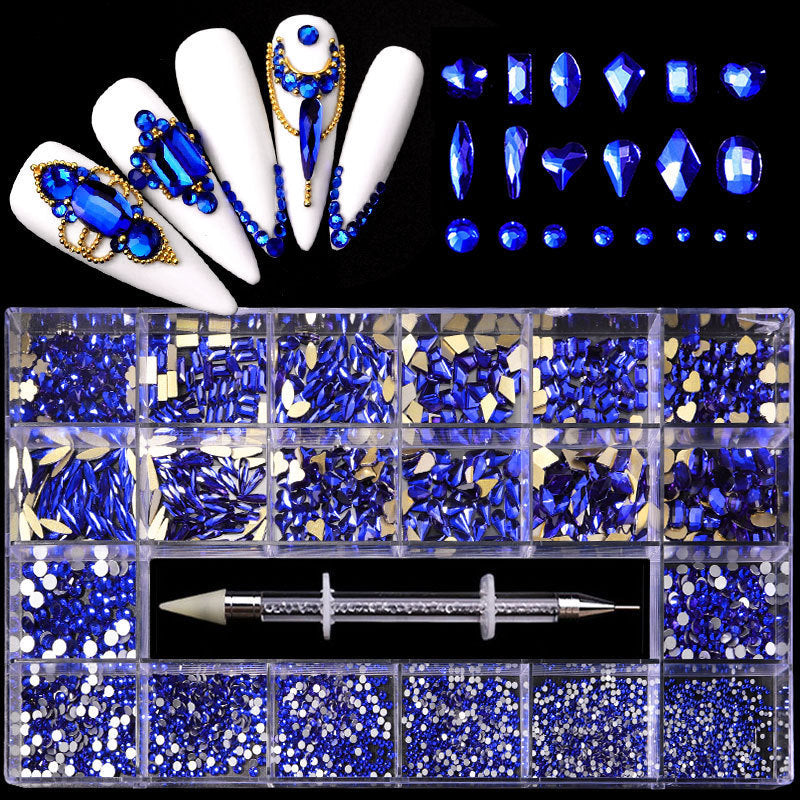 Boxed 21 Grid Nail Rhinestone Flat Glass Rhinestone