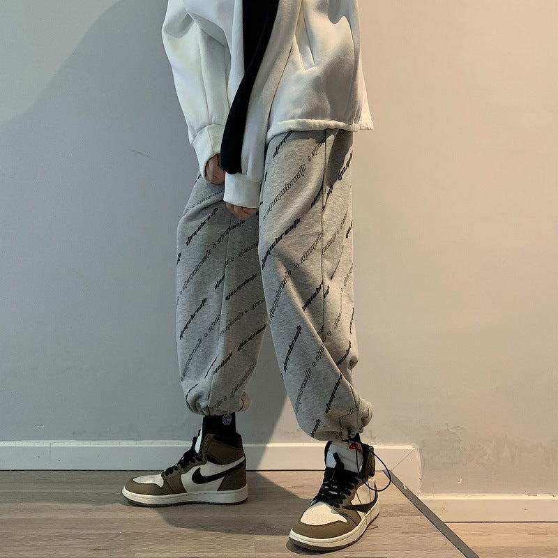Casual Trousers With Letters Printed Track Sweatpants