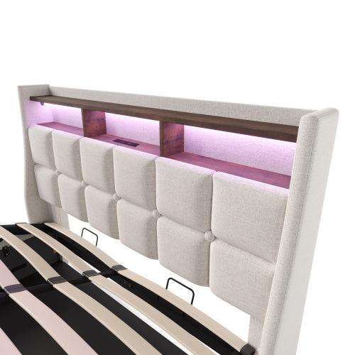 A Metal Bed Frame Made Of Linen Material