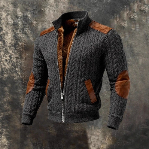 Mens Retro Textured Knitted Jacquard Jacket