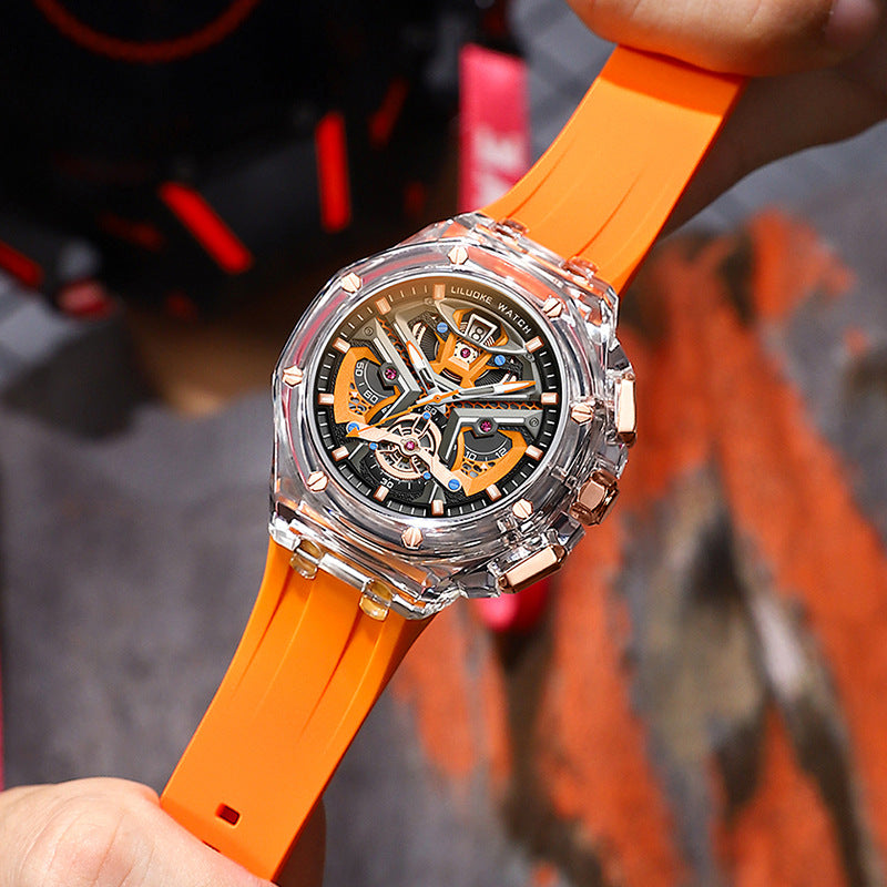 High-Grade Three-Dimensional Hollow Carved Luminous Quartz Watch