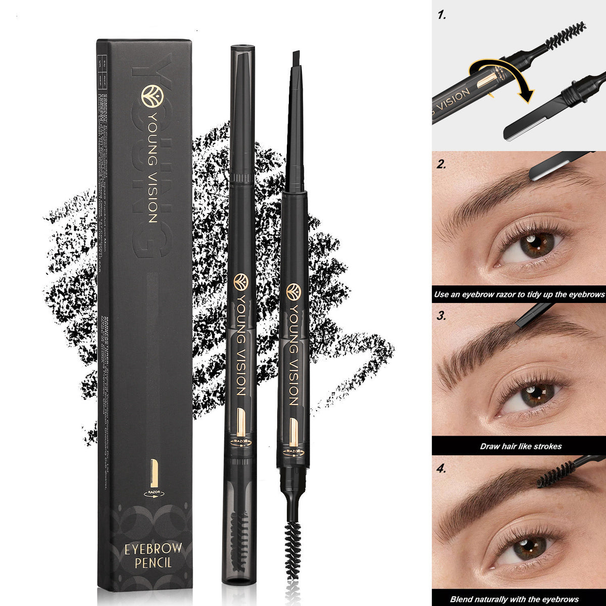 Fog Sense Three in One Eyebrow Pencil Waterproof Smear-Proof