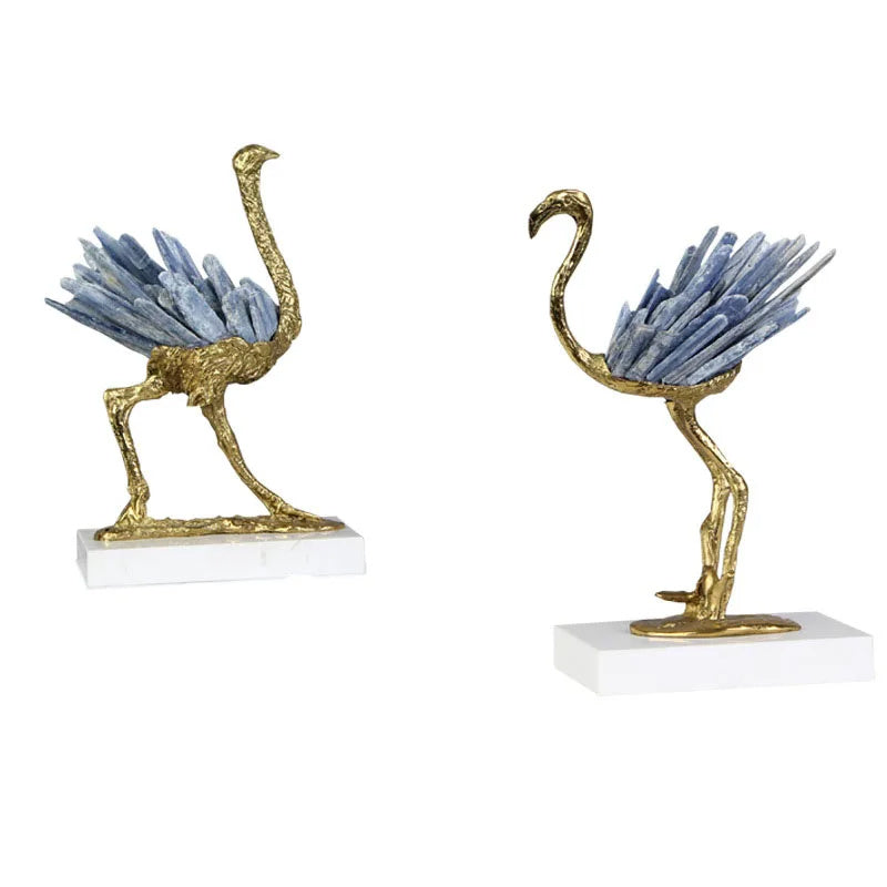 Modern Light Luxury Flamingo Crystal Brass Decoration Living Room