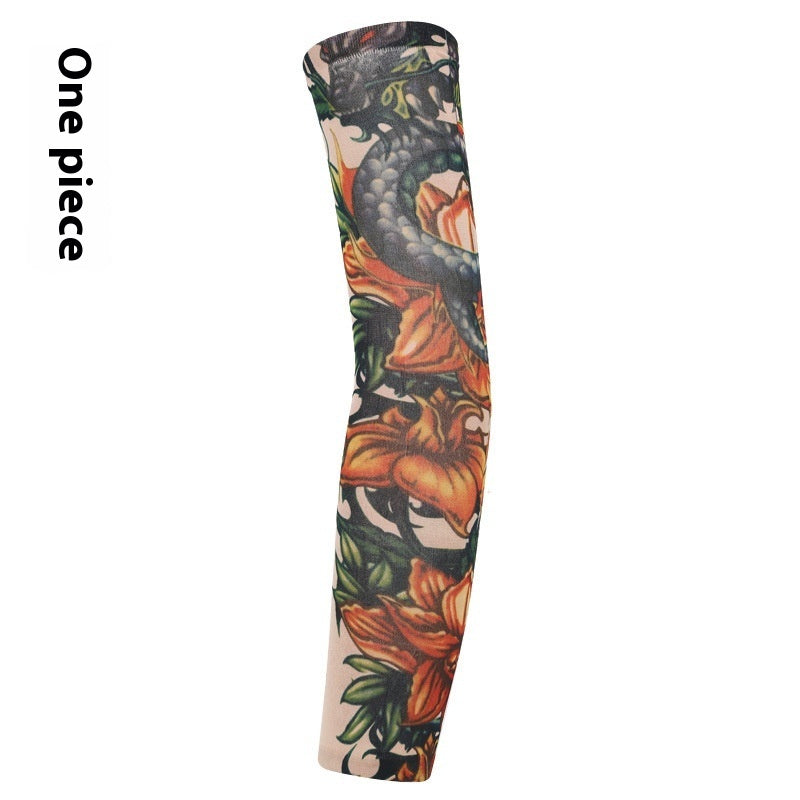 Flower Arm Tattoo Oversleeve Seamless Outdoor Riding Tattoo Sun Protection Oversleeve Cycling Tattoo Oversleeve