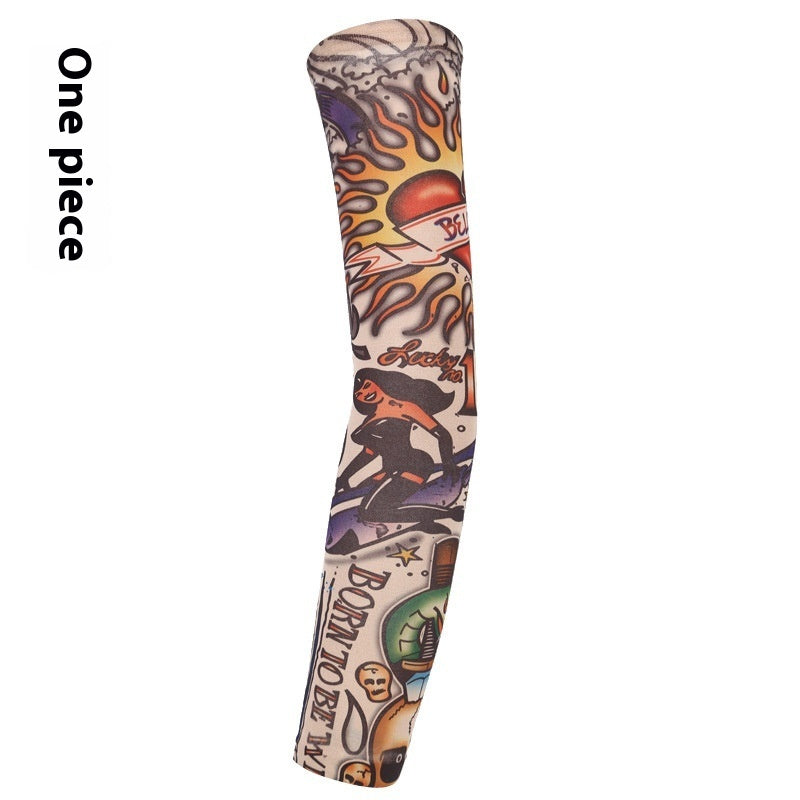 Flower Arm Tattoo Oversleeve Seamless Outdoor Riding Tattoo Sun Protection Oversleeve Cycling Tattoo Oversleeve