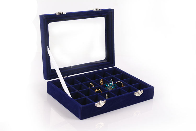 24 Grid Silver Pendant Jewelry Box With Velvet Surface