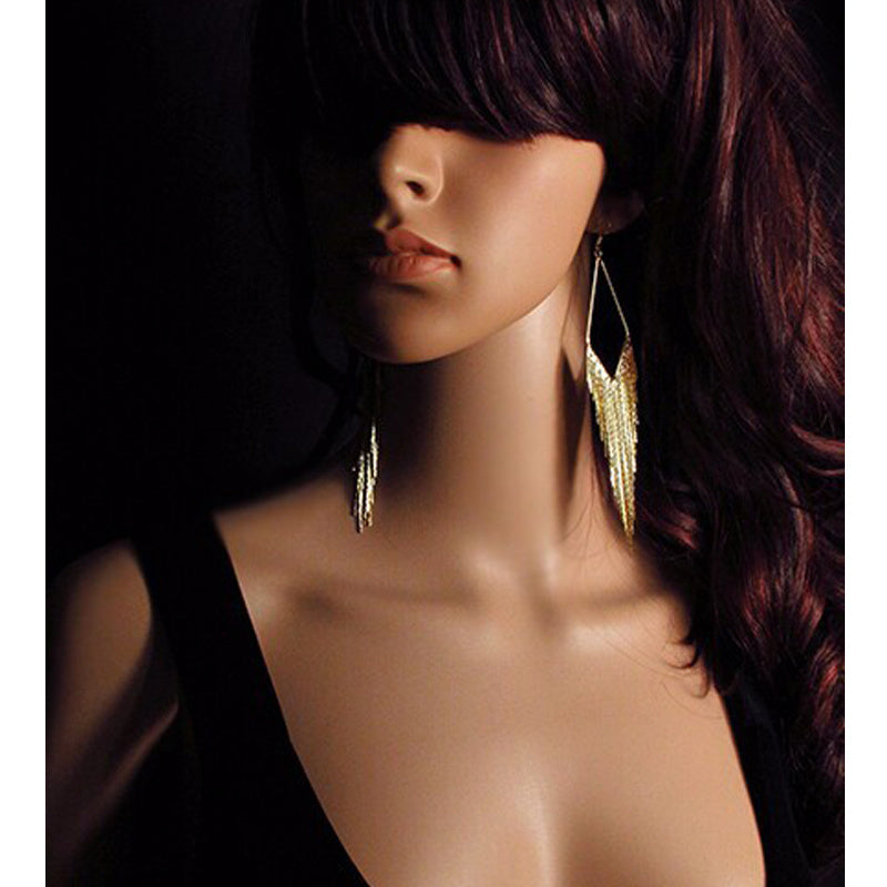 Bohemian Ethnic Diamond Tassel Earrings