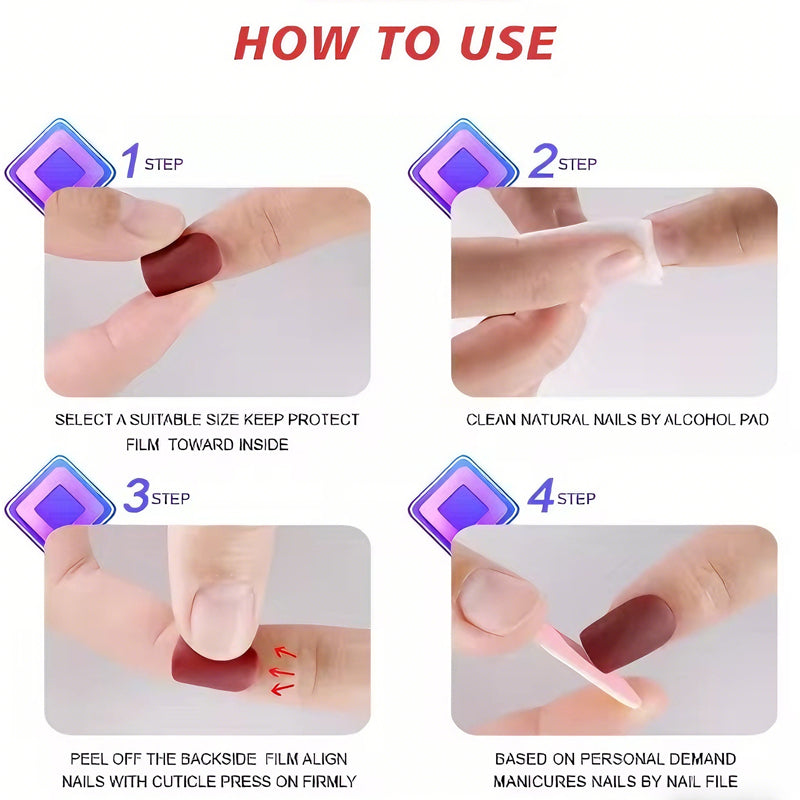 24 PCS Diamond Snake Nail Art, Long Length Long Water Pipe Fake Nails,Square Head Nail Tips False Nail