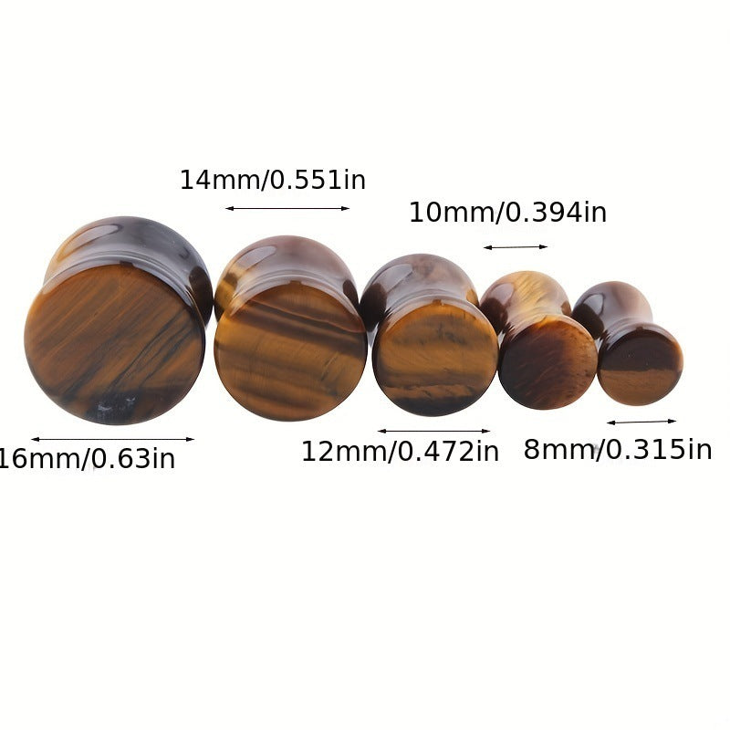 Cross-Border 1 Pair Red Tiger Stone Auricle Stone Ear Extender Piercing Jewelry 6 Mm-16mm