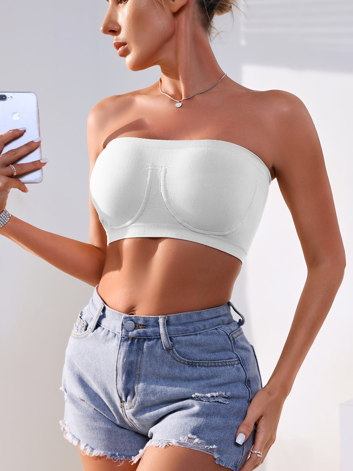 3PCS EssElegance Strapless Seamless Bandeau Tube Bra - Wire-Free Non-Slip Design, High-Stretch & Breathable For Backless Dresses, Daily Comfort
