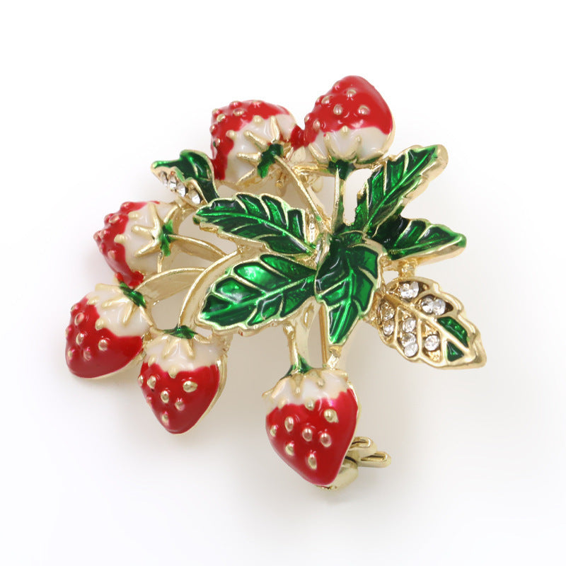 Dripping Oil Plating Strawberry Brooch